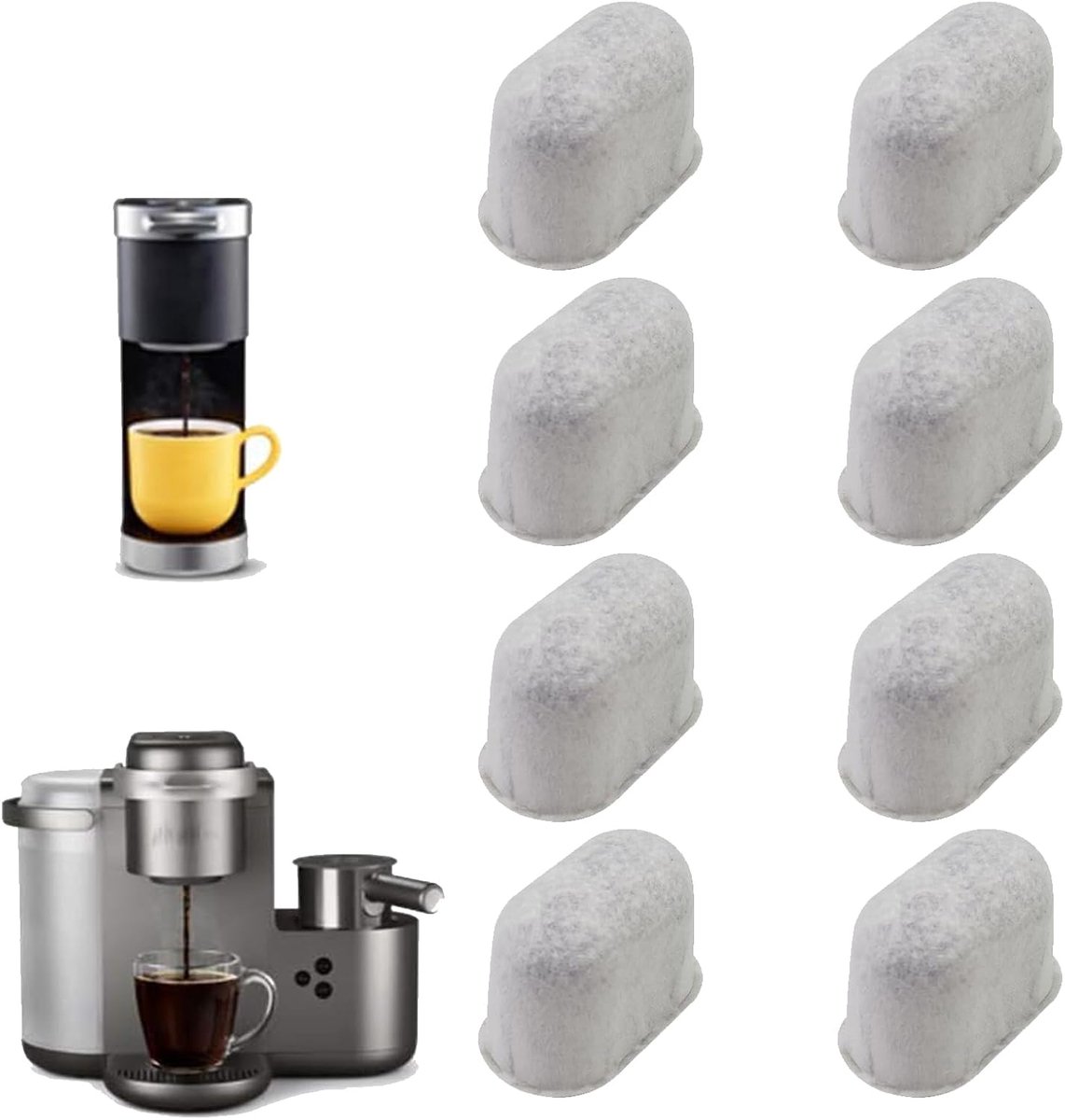 Waterfilters, compatibel met Luxe Cafe ES601EU ES701EU, actieve koolfilter voor espressomachine, vervanging ter verbetering van de watersmaak, inclusief 1 filterhouder
