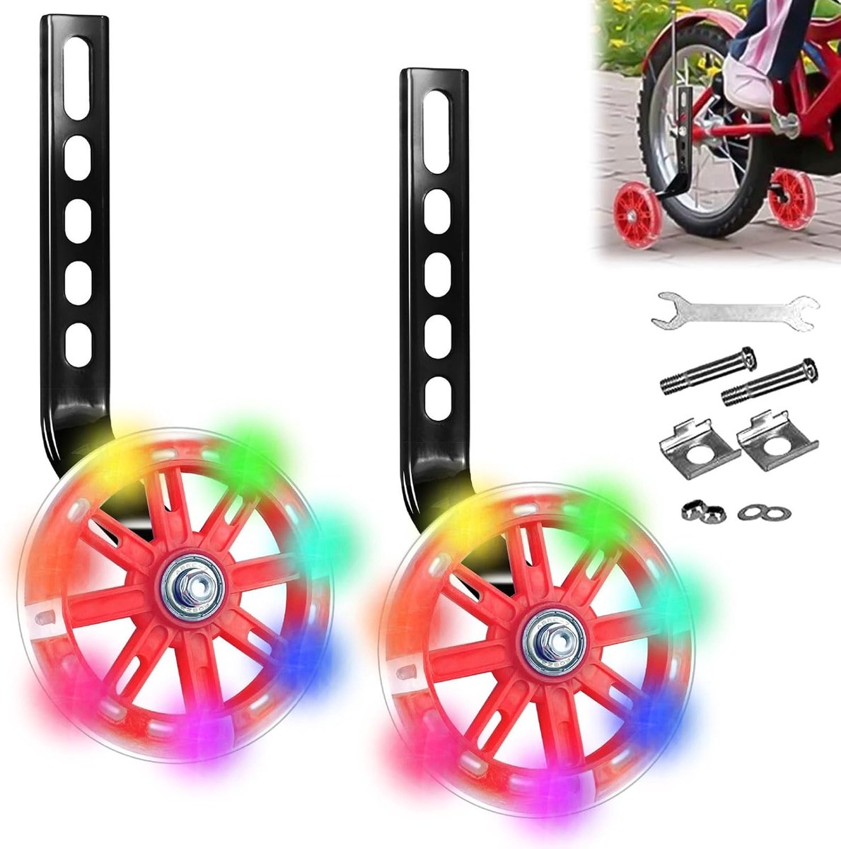 Kinderfiets, Hulpwielen Voor Kinderfietsen, Verstelbare Universele Steunwielen, Fietsstabilisatoren, Kinderfiets, Stabilisatoren, 12, 14, 16, 18, 20 Inch, Kinderfiets (1 Paar, Zwart)