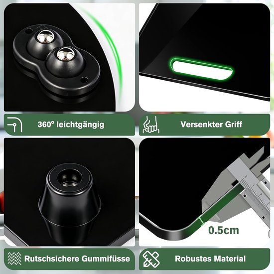 Schuifplaat voor Thermomix TM7 zwart, met siliconen schermbeschermer en 360° draaibare metalen wieltjes, soepel schuivend, antislip, speciaal accessoire voor Thermomix TM7 — afbeelding 3
