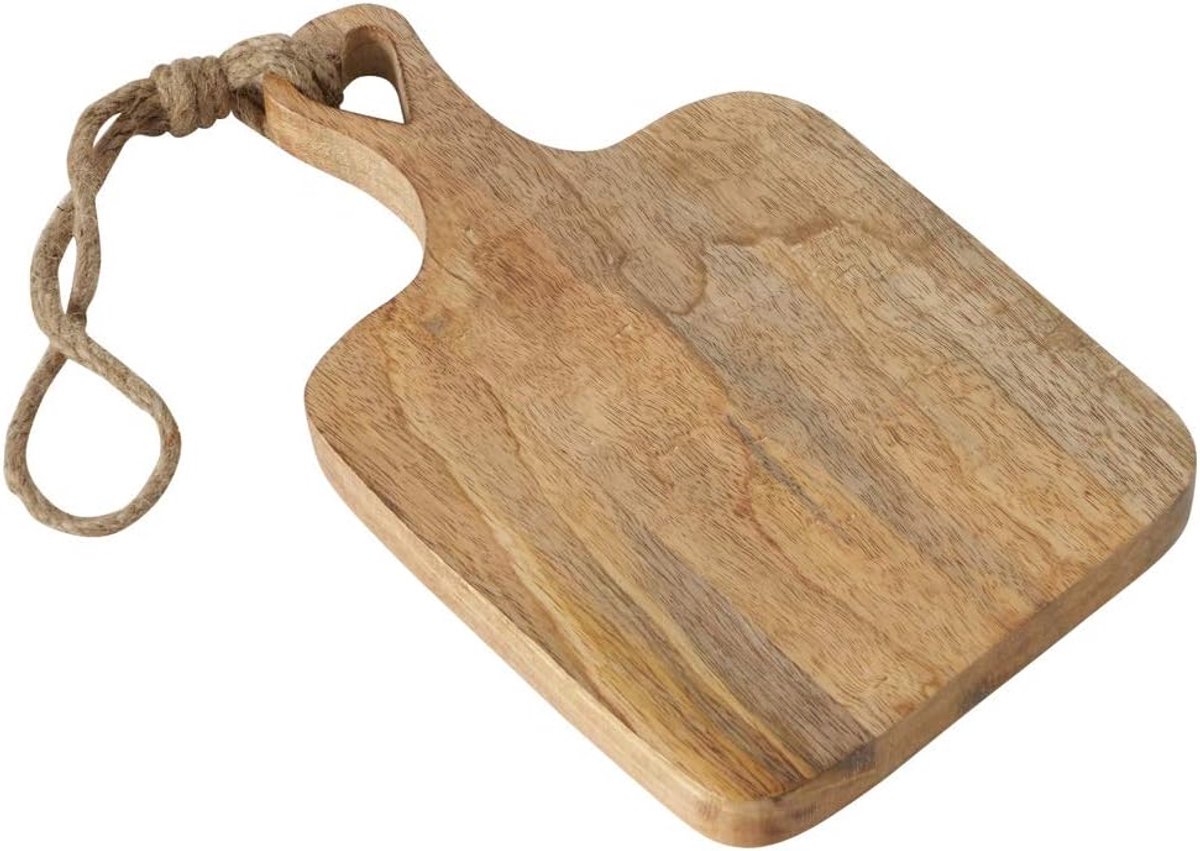 Snijplank Lela (plank van mangohout, met hartvormige uitsparing in het handvat, afmetingen 30x19x2 cm, houten plank met lus) 2002873