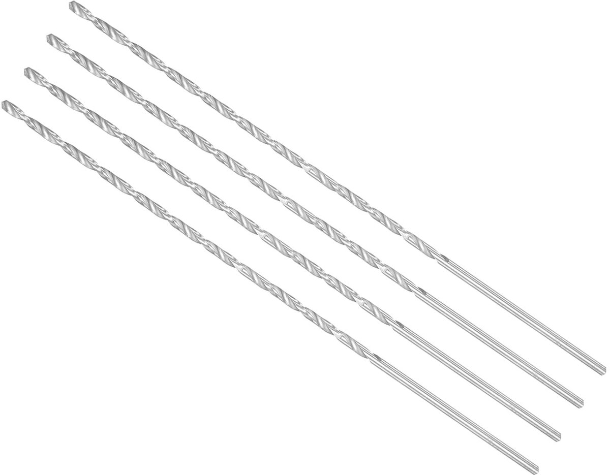 Lange spiraalboor boor 3 mm boor diameter 200 mm totale lengte sneldraaistaal draaiboor - (toepassing: voor gehard metaal, houtbewerking, plastic aluminium) 4 stuks
