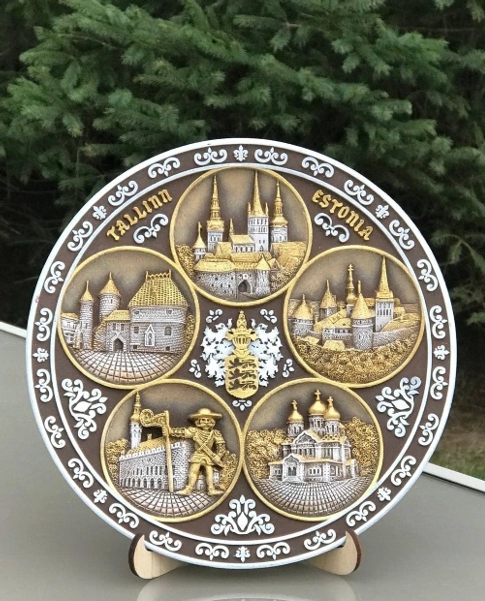 Decoratieve Muurschotel Tallinn 20cm - Handbeschilderd Keramiek