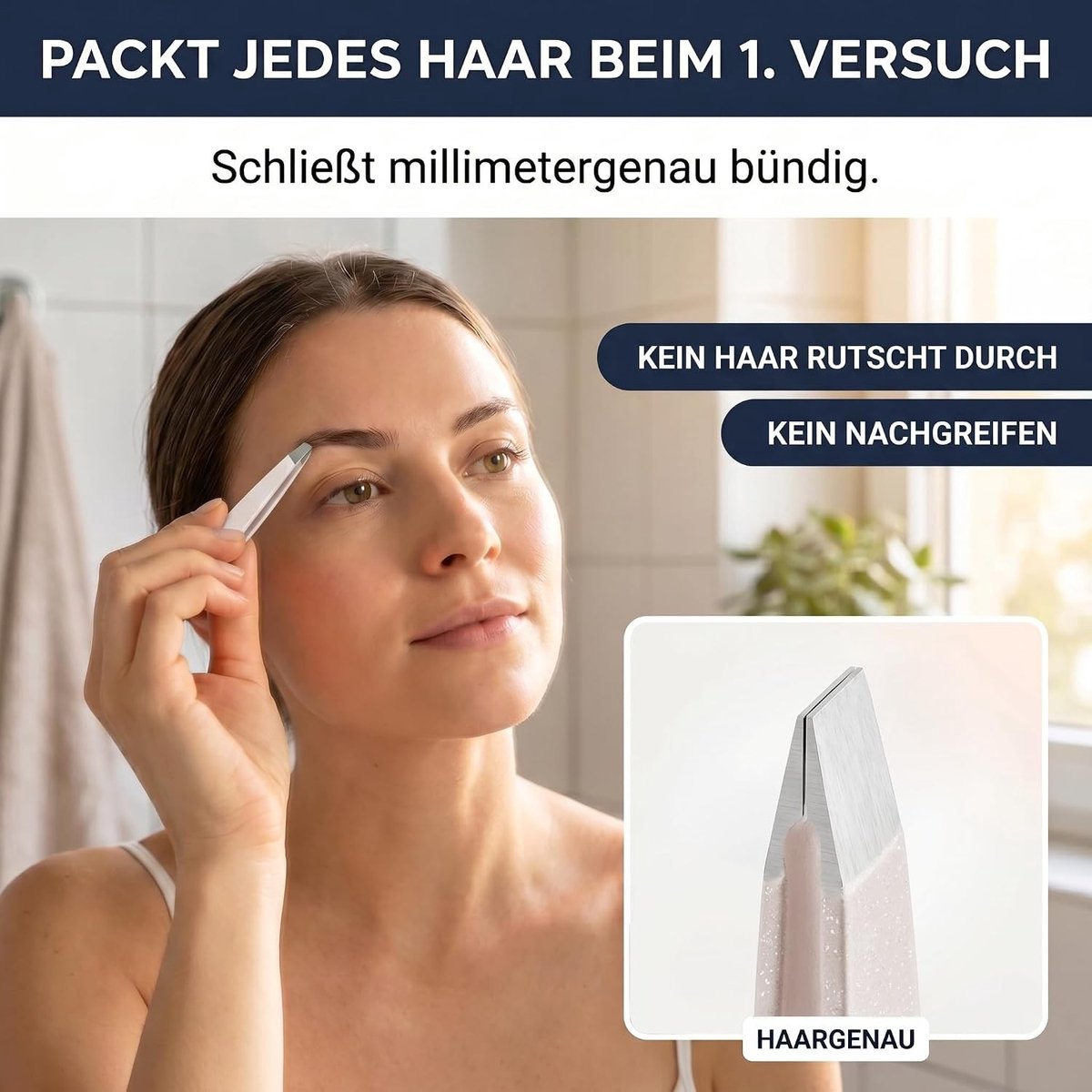 Precisiepincet - Nude-glitter - Handgeslepen Roestvrij Staal - Voor Wenkbrauwen en Fijne Haren