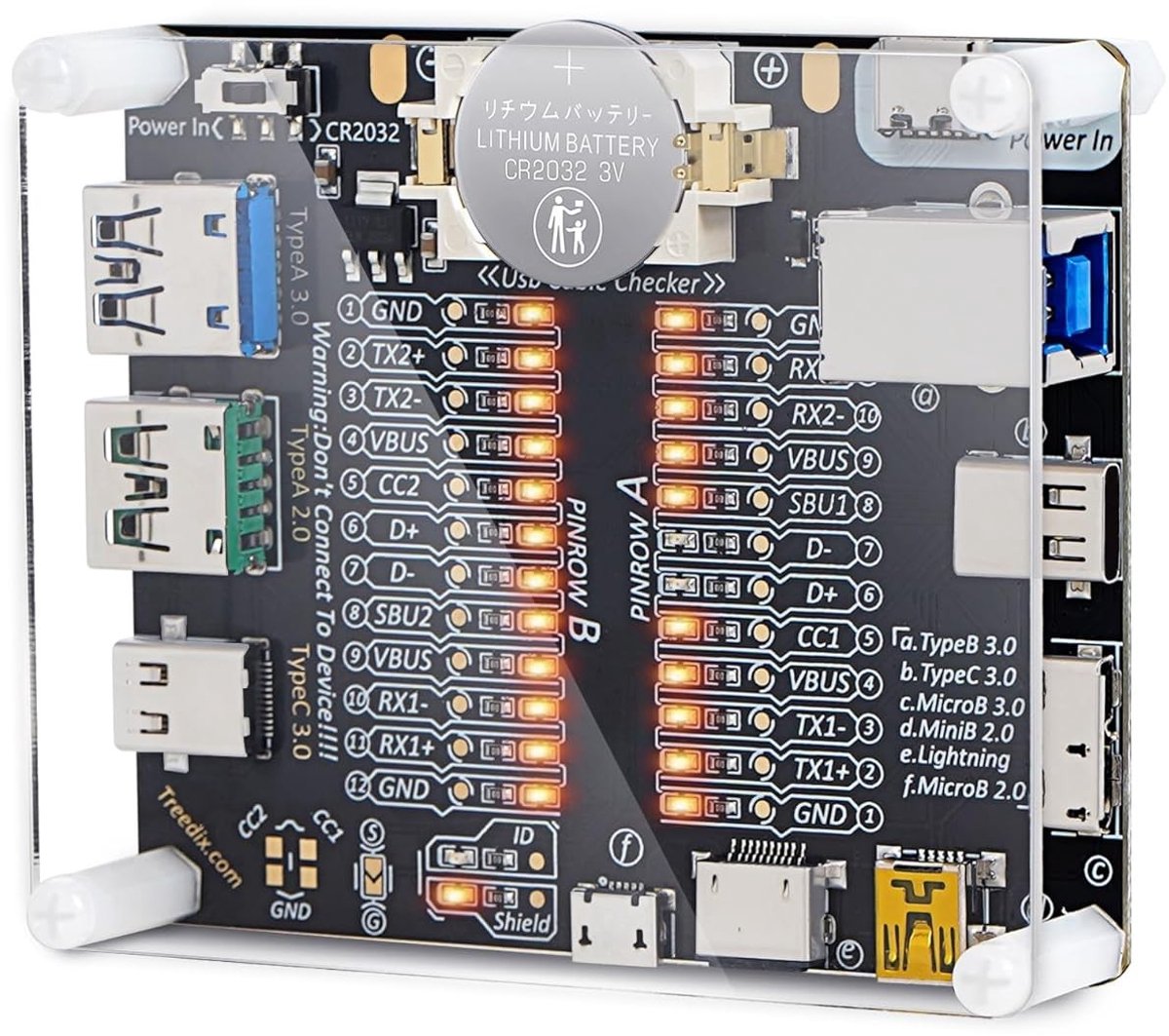 USB-Kabeltester - Transparant - USB-C, USB-A, USB-B, Micro, Mini, Lightning - Voor het Testen van USB-Kabels