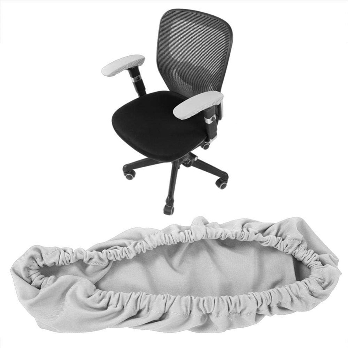 1 Paar Gebreide Elastische Stof Stoel Armsteun Covers Kantoor Rolstoel Armsteun Pad Ellebogen Onderarmen Overdrukventiel Hoes (Grijs)