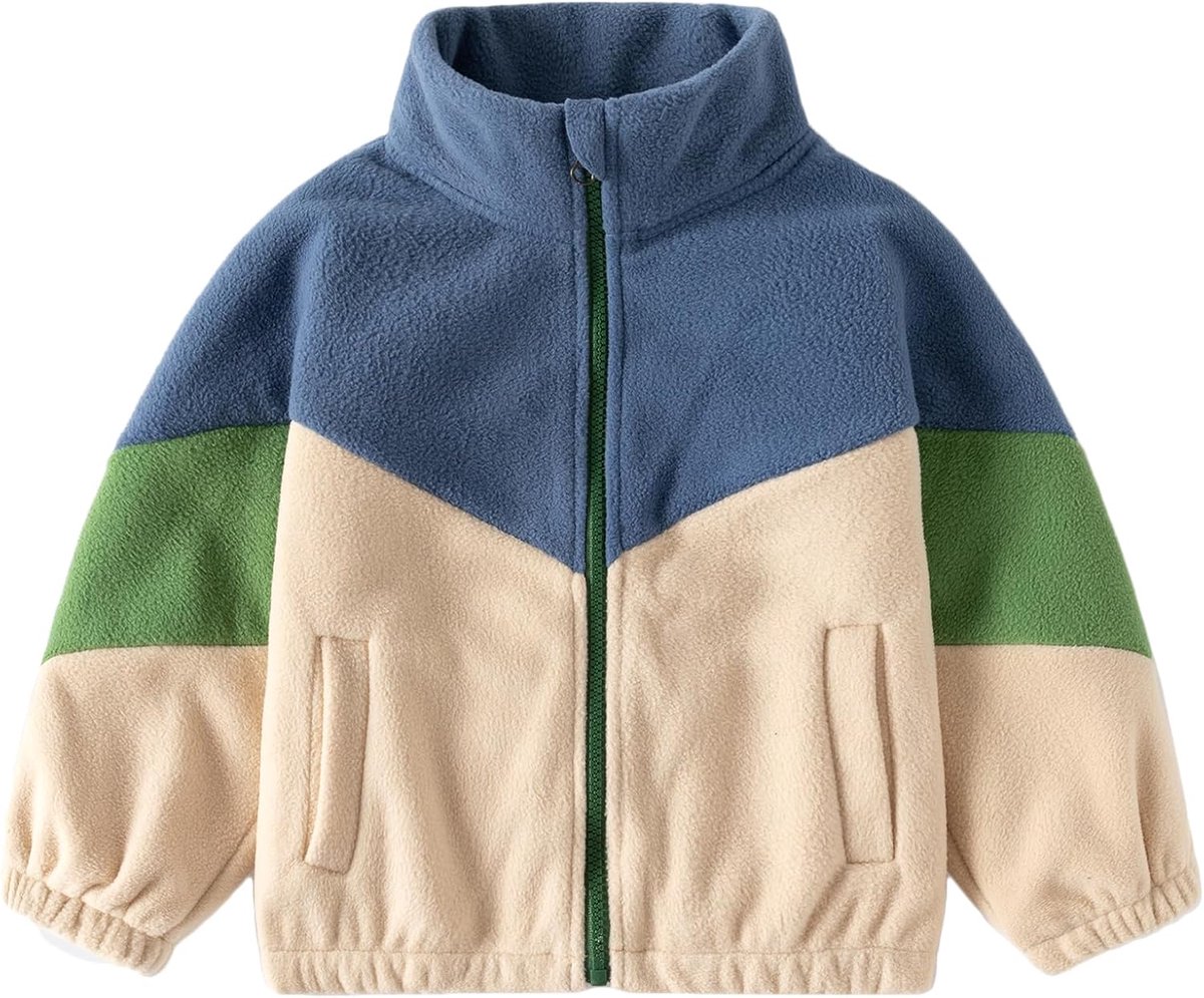 Polar Fleece Jacket, Baby Jongens Volledige Rits Lange Mouwen Warme Jas voor Herfst Lente Winter