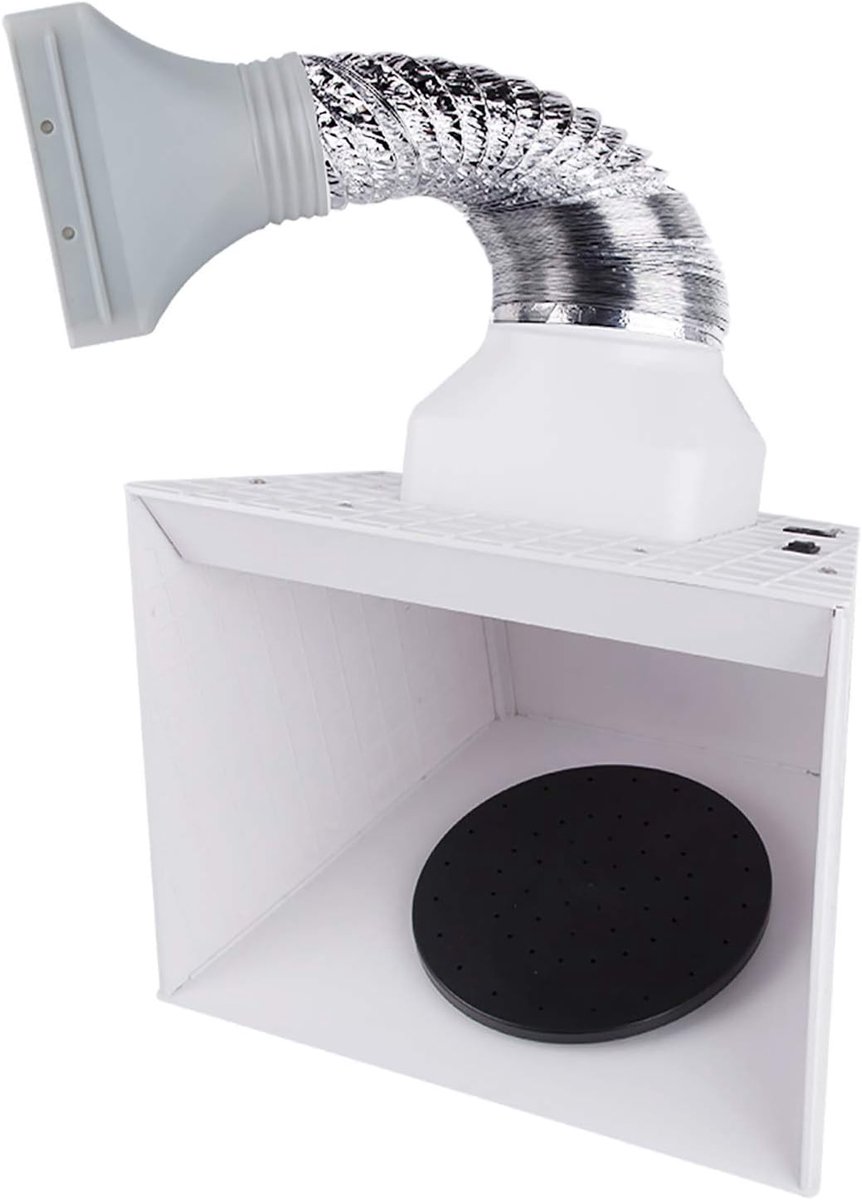 Portable Airbrush Hobby Spuitcabine Spray Booth BD-515 met LED-verlichting en draaitafel voor het spuiten van modellen, ambachten, cake decoreren, spijkers, ambachten, etc.