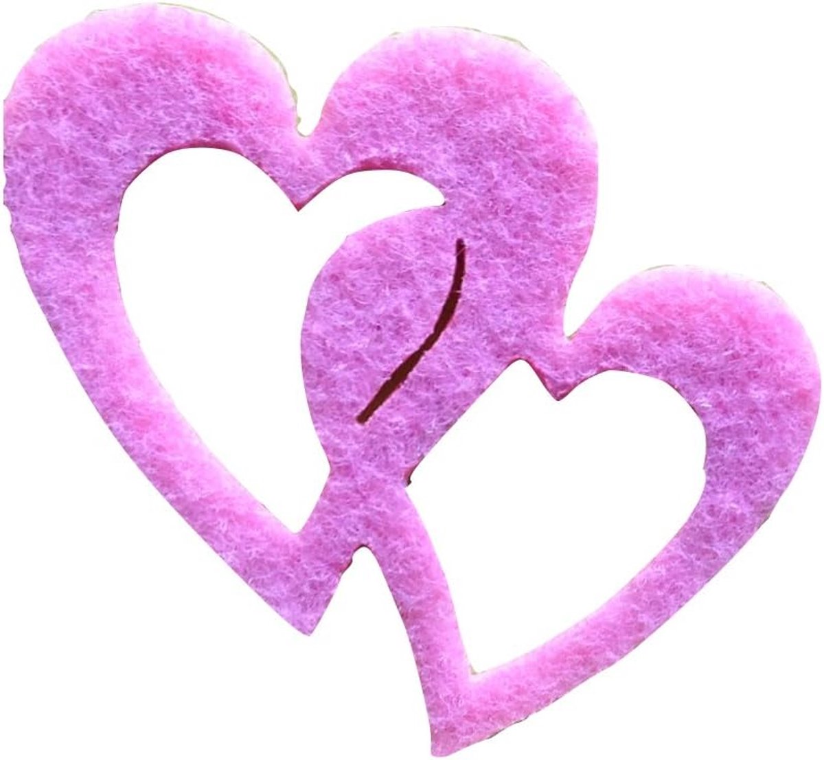 Knutsel-News strooidecoratie, 30 x dubbel hart 50 mm, vilt/roze, 5 cm