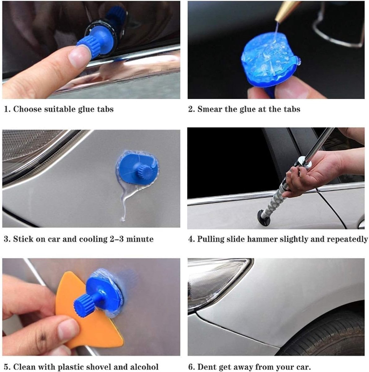 Auto Trekker Dent Reparatie Puller Verfloze Deuk Reparatie Kit voor Auto Body Hail Damage Remover met Trekker Tabs