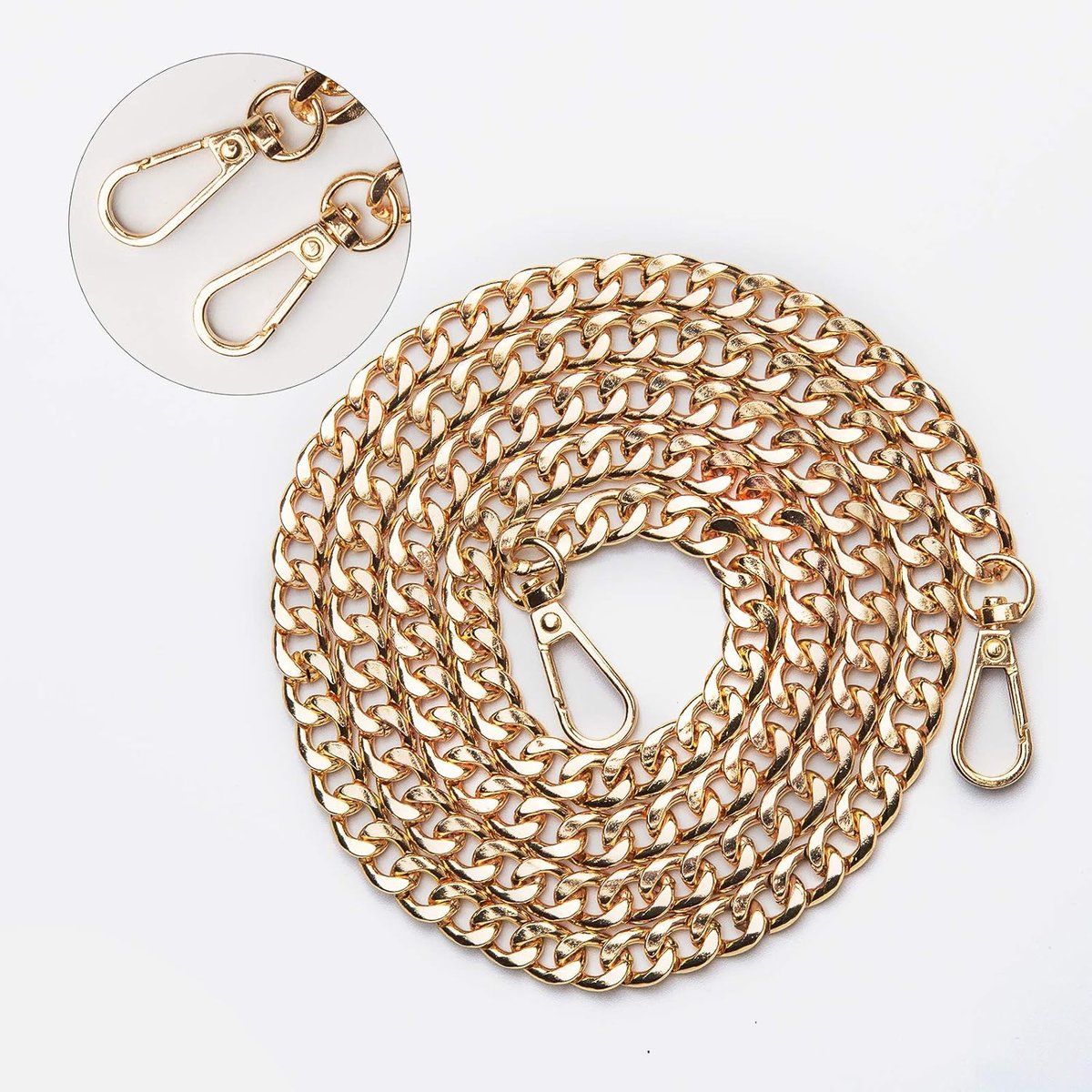 120cm Portemonnee Ketting met Gespen DIY Handtas Riem Schoudertas Lange Metalen Accessoire Vervanging Ketting Riem Voor Portemonnee Koppeling Tas Portemonnee - Goud