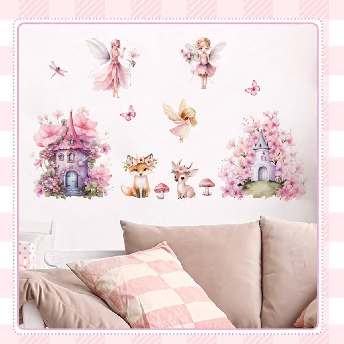 Vlinder muursticker, paddenstoelen feeën muurstickers Genie Meisje Muursticker, voor Babykamer Kinderkamer Slaapkamer Woonkamer