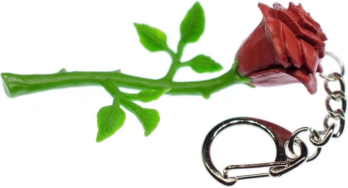 Rode Roos Sleutelhanger Bloem Bloemen 70mm Harde Rubber Liefde
