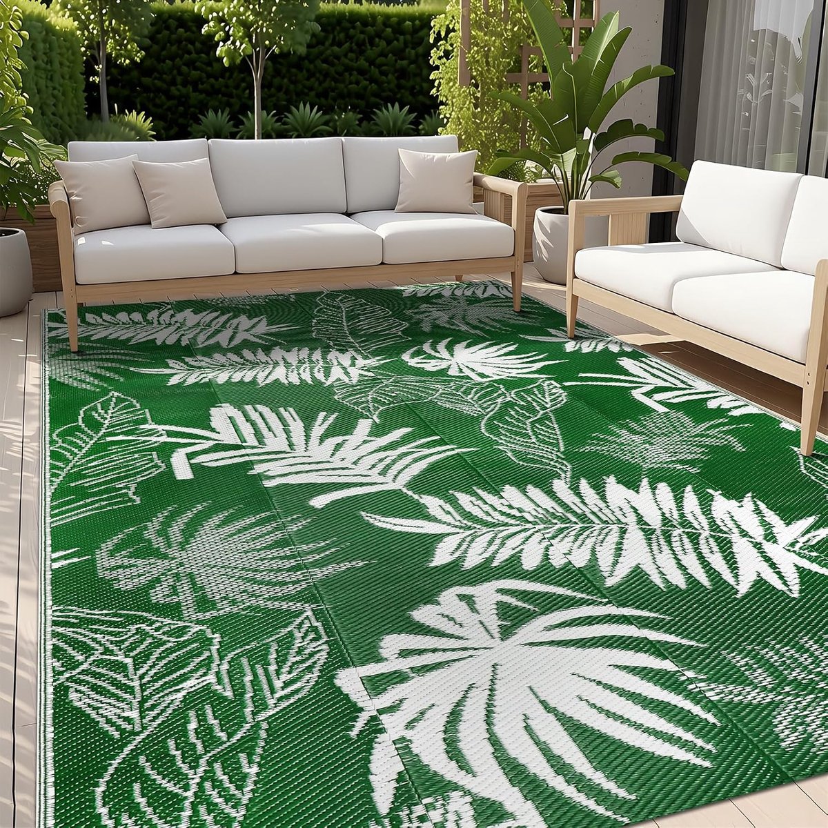 Tapijt voor patio waterdicht 150 x 245 cm omkeerbaar groot buitentapijt, draagbare plastic strotapijten indoor tapijten voor achtertuin strand balkon terras picknick camping
