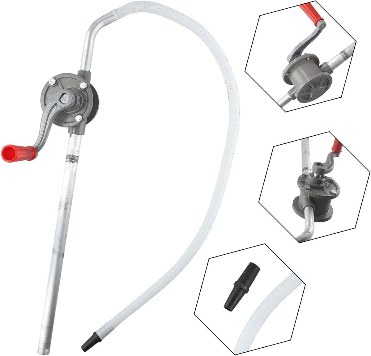 Draagbare Handpomp Van 5 Liter Voor Benzine Kerosine En Motorolie – Aluminiumlegering 510 mm Lang Inclusief Accessoires – Gemakkelijk Mee Te Nemen En Te Gebruiken