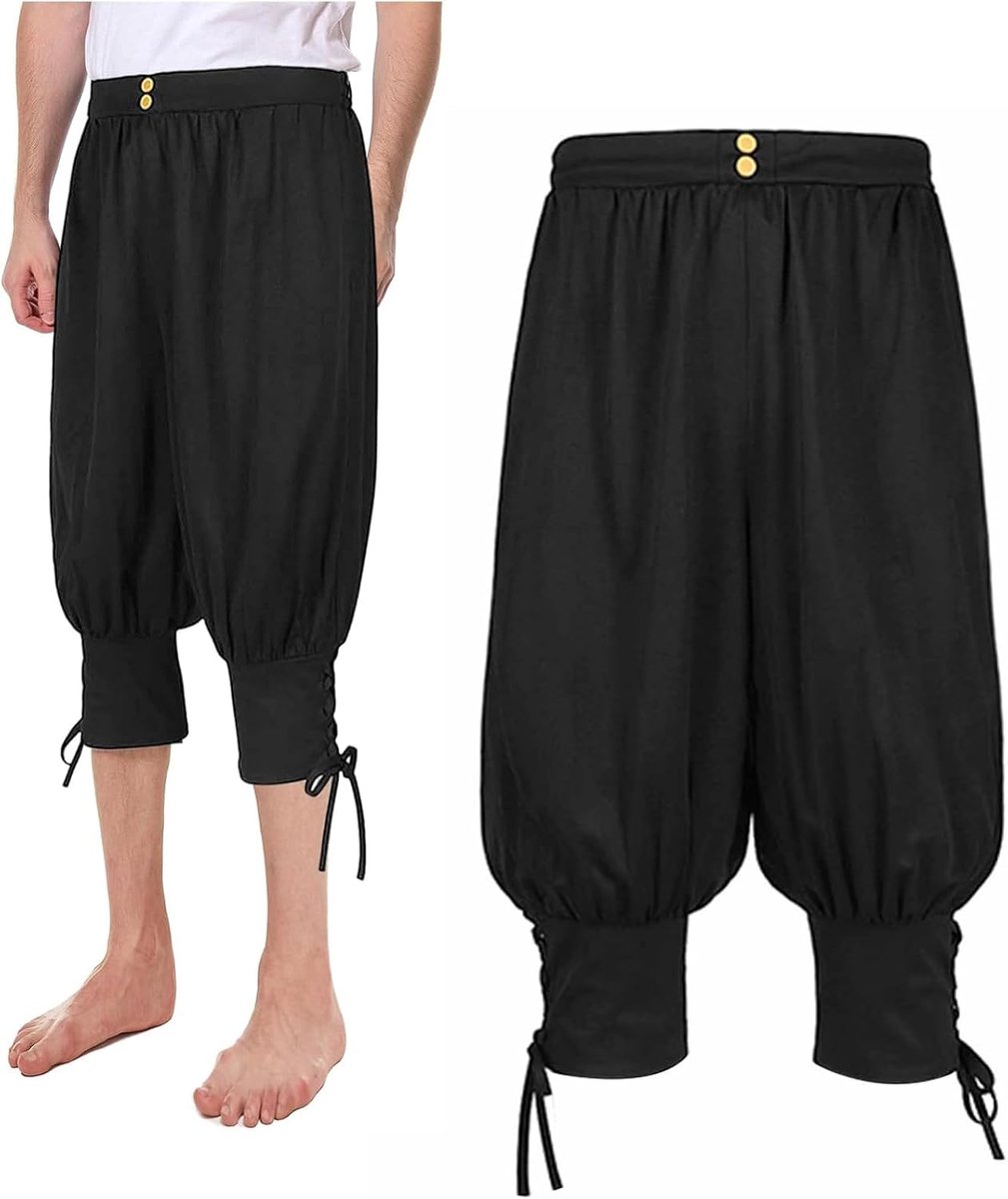 Medieval voor heren, middeleeuwse piratenbroek, cosplay-kostuum, outfits, Halloween, carnaval, zwart
