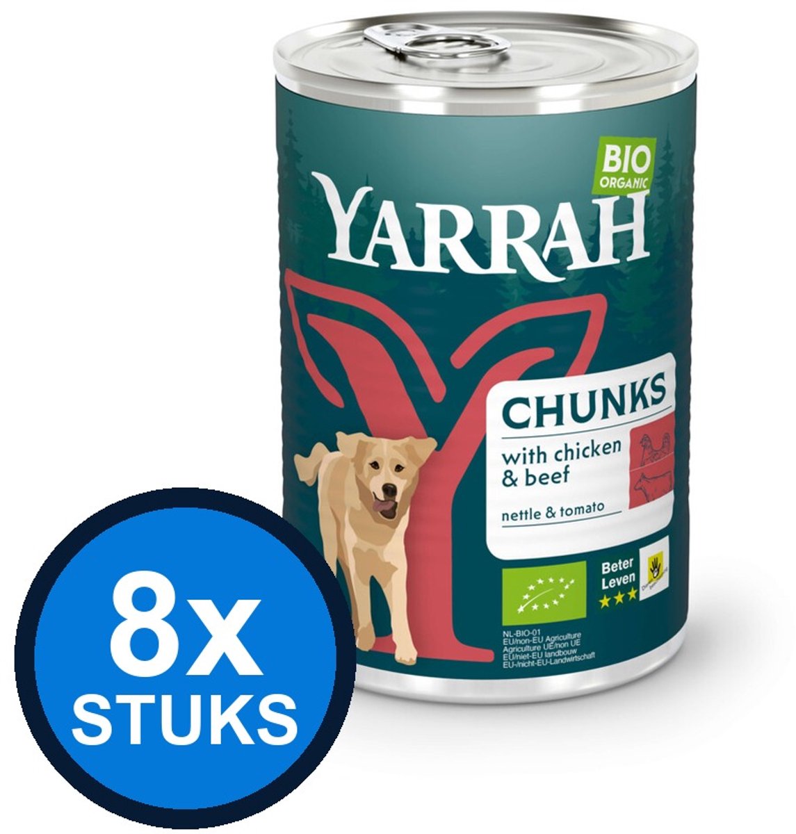 Yarrah Yarrah dog bio blik brokjes saus rund 820gr