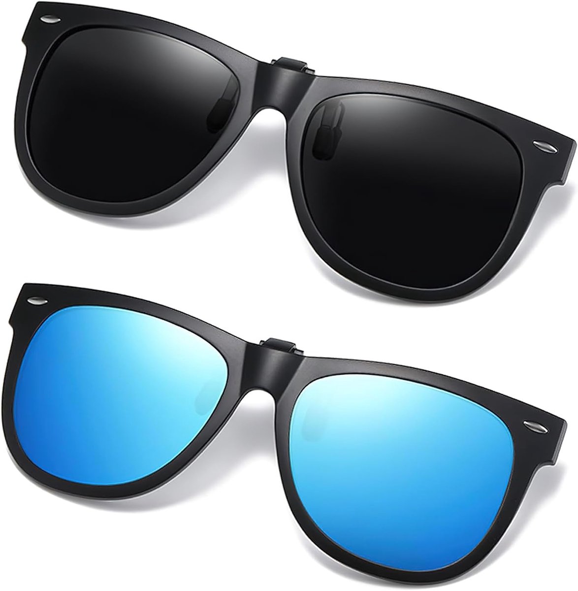 Zonnebrillen, clip voor bril, gepolariseerde zonneclips, bescherming tegen verblinding, UV400, flip-up zonnebril, lens past over corrigerende brillen voor dames en heren