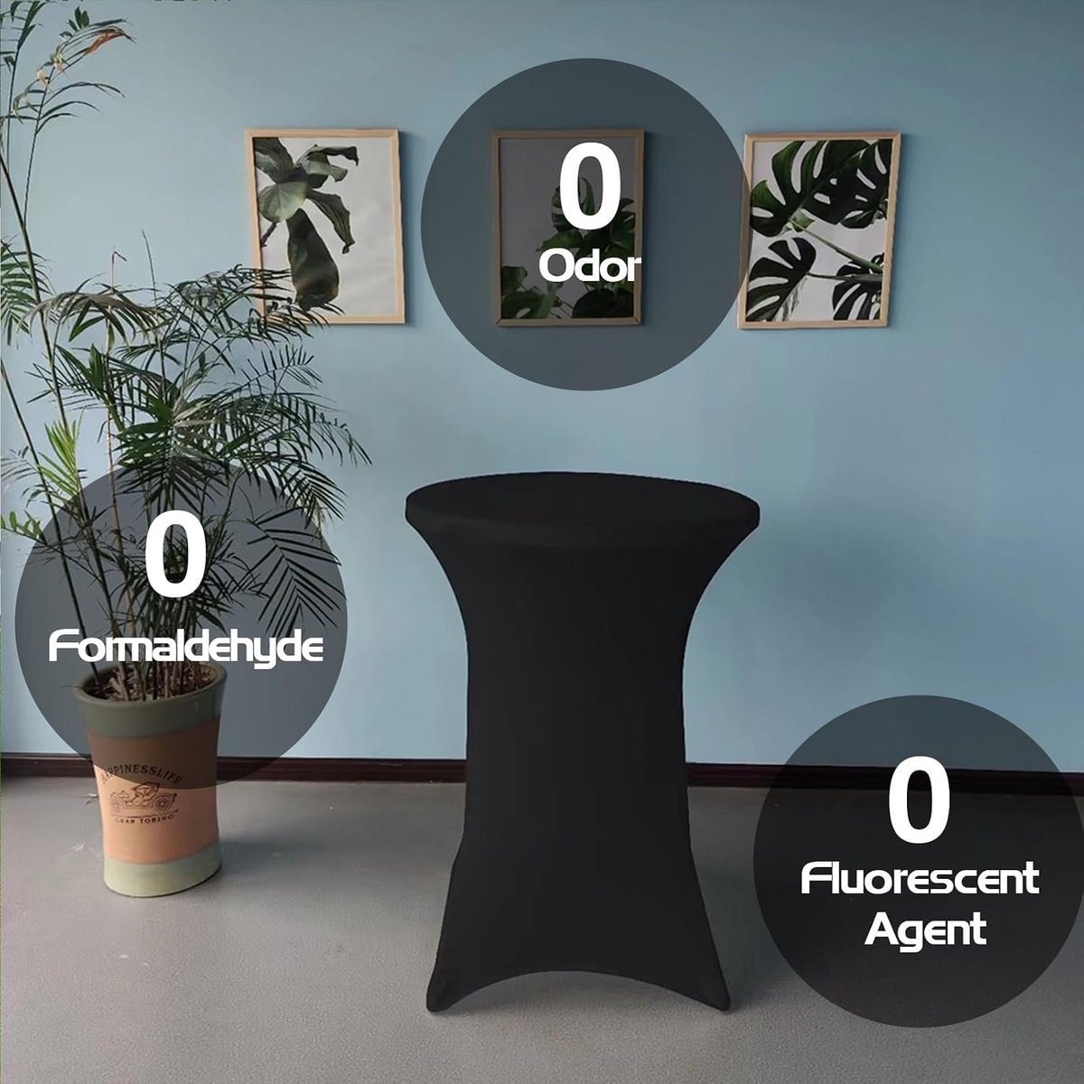 Set van 6 Stretch Statafelhoezen Zwart, Ø 80-85 cm Bartafelhoes, Hoes voor Bistrotafel en Ronde Statafels, elegante StretchHoes voor Tuinfeest, Feest, Bruiloft, Doop