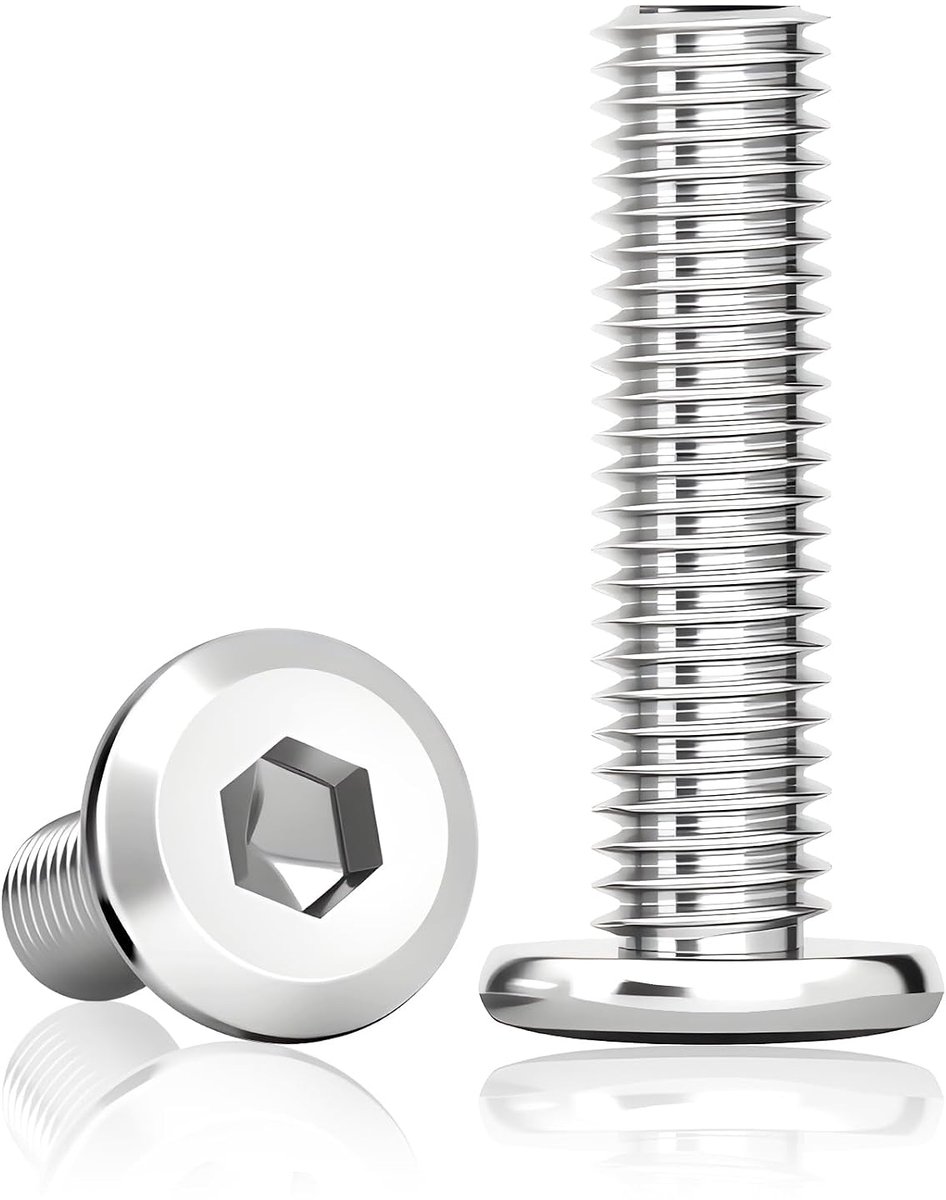 50 stuks platte kopschroeven M4x30 mm, RVS inbus | M4x30 mm RVS A2 V2A met inbus en volledige schroefdraad voor meubels, werkplaats en DIY