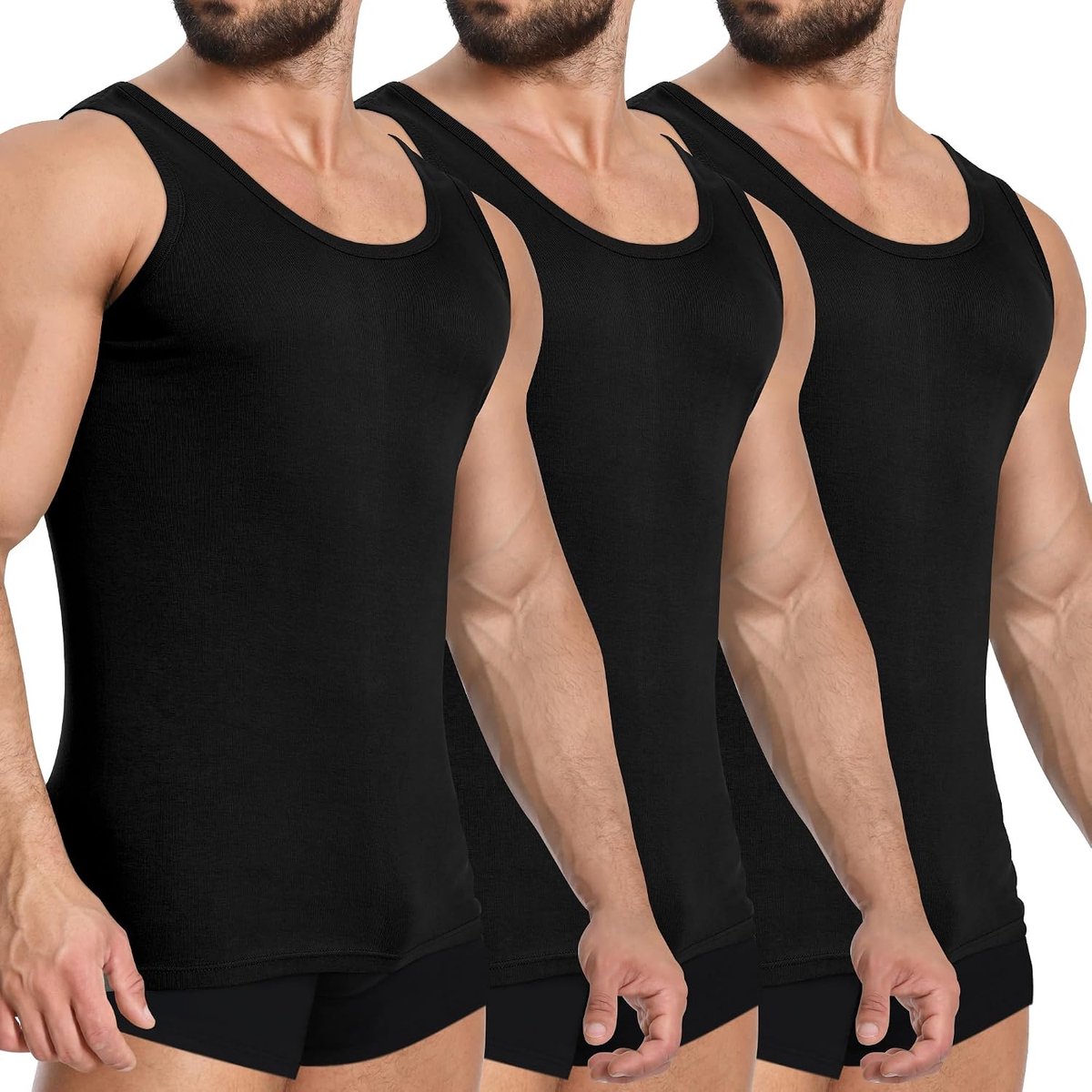 Tanktop voor heren 3 stuks Naadloos Onderhemd 100% Katoen Ademend Comfortabel Mouwloos