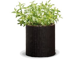 223744 Middelgrote bloempot van rotan, rond, bruin, 18 l