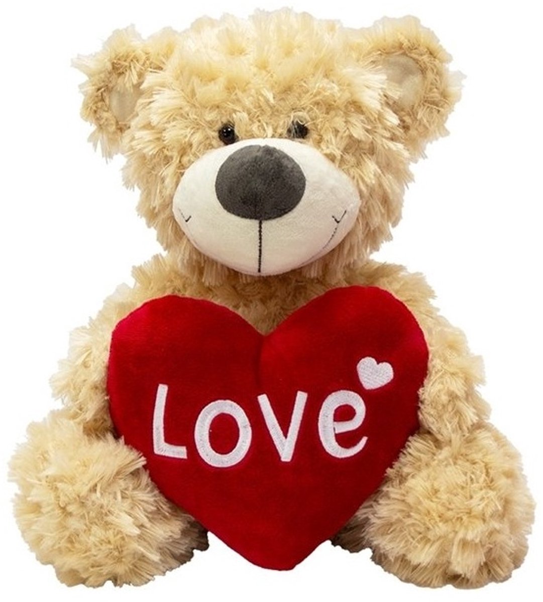 Knuffelbeer Valentijn Cadeautje Vrouw – Pluche Love Knuffel - 18 cm - bruin