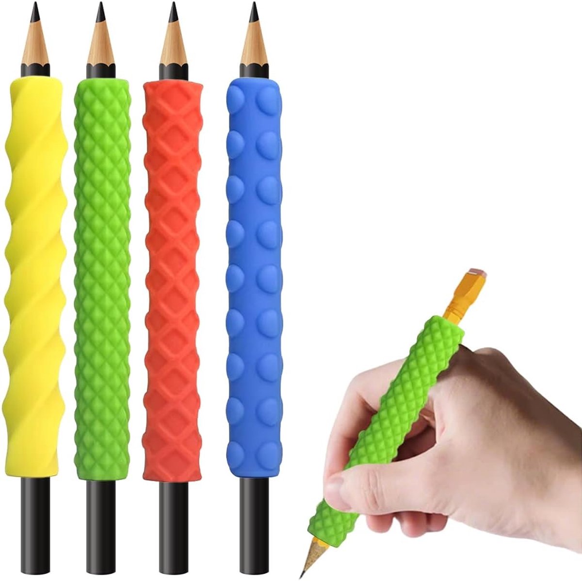 Set van 4 sensorische siliconen kauwafdekkingen – gestructureerde pootafdekkingen voor kinderen en volwassenen met ADHD of autisme – sensorisch stressverminderend speelgoed voor school en
