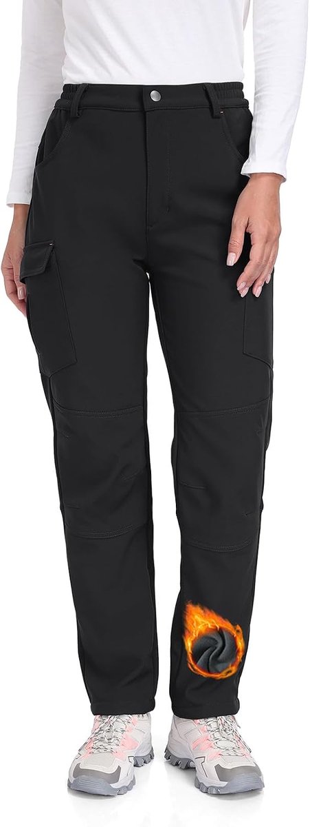 Dames Softshell Winter Wandelbroek Geïsoleerde Waterdichte Ski- & Outdoorbroek met Ritssluitingstassen