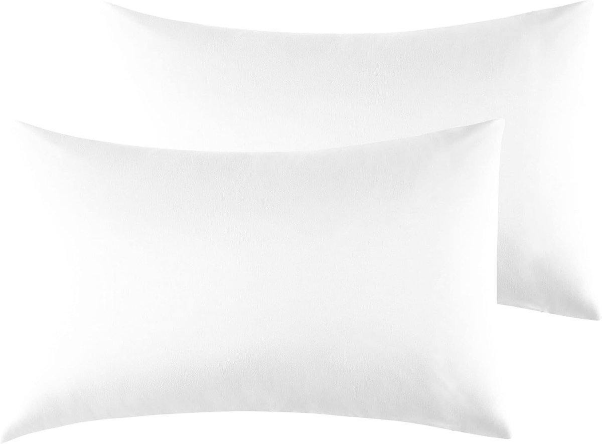 Kussenslopen van Microvezel 40 x 70 cm, Set van 2, Zachte Effen Kussenhoezen met Envelopsluiting - Wit