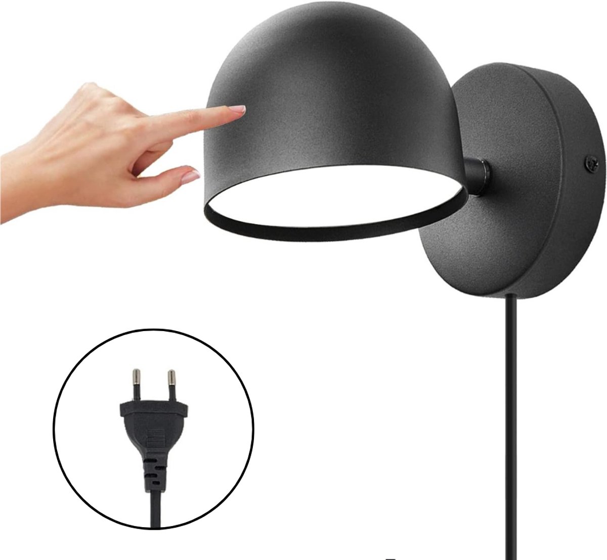 Zavio® Wandlamp Binnen met Snoer - Wandlamp met Stekker - Slaapkamer Lamp Nachtkastje