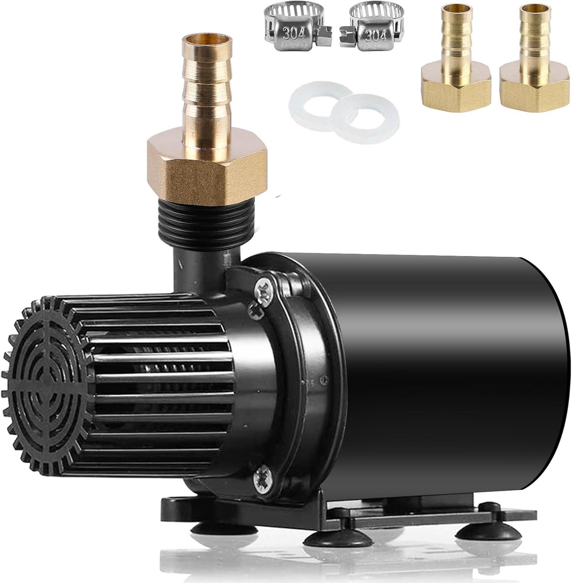 Aquariumpomp, 4 W, 500 l/u, mini-dompelpomp, onderwaterpomp met 2 messing, 150 cm stroomkabel, filterpomp, kleine fonteinpomp, amfibiepomp voor zwembad
