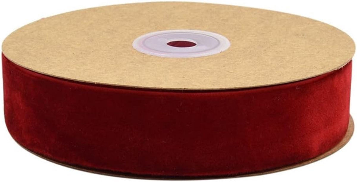 10 m/rol fluwelen lint, eenzijdig geen elasticiteit, fluweel, decoratieband, vintage, fluweel, lint, cadeaulint, sierband, textielband, fluweel, voor naaien, doe-het-zelfdecoratie, geschenkpakket, 25 mm, rood