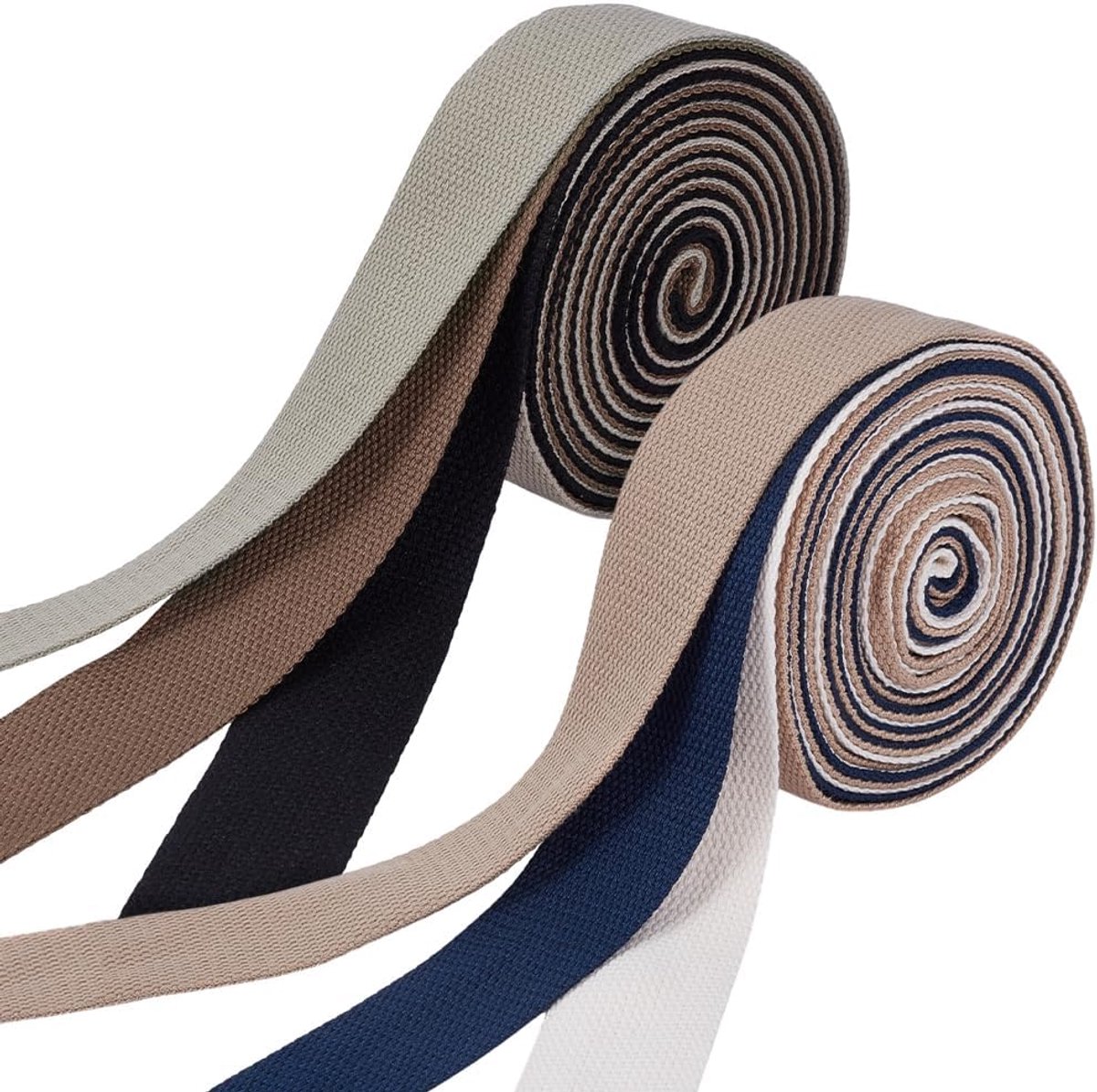 18 Yards 6 Kleuren Polyester Katoenen Band, Dikke Katoenen Band van 38mm Breed voor Tote Bags, Riemen, Halsbanden voor Naaien, Tassen Maken, Riemen, Outdoor Uitrusting
