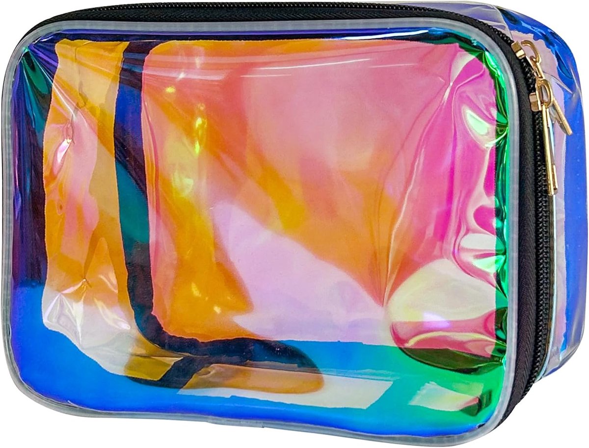 Regenboog Make-uptas Grote Capaciteit Transparante Opbergtas Waszak Draagbare Rits Tas Waterdichte Cosmetica Geschenktas Vrouw, doorzichtig