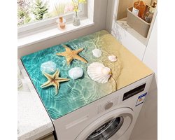 Wasmachine en Droger Topmat, Zandstrand Patroon Absorberende Wasmachine Top Beschermer Sneldrogend Antislip Wasmachine Top Afdekking Wasmachine Top Afdekmat Drainermat (Zeester, 60x60cm)