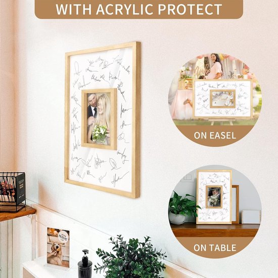 Bruiloft gastenboek alternatief, 11 "x17" ingelijst en hangend babyshower gastenboek voor bruiloft/baby/afstuderen/pensioen/verjaardag/feest/viering van het leven/begrafenis — afbeelding 4