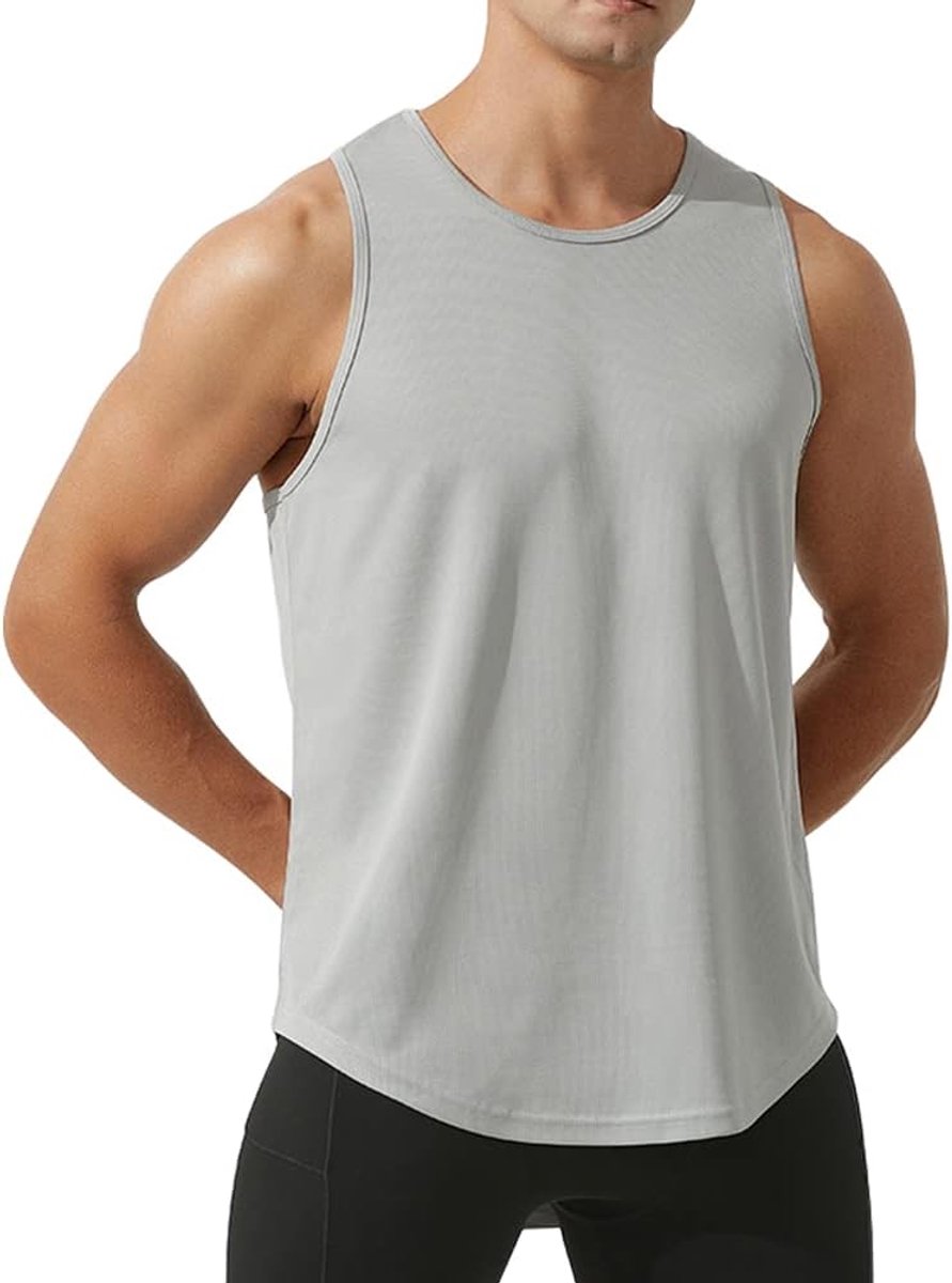 Meioro, Tanktop van mesh voor heren, mouwloos, sneldrogend, training op sportschool, sportieve shirts, voor hardlopen, fitness vest, bodybuilding, sport