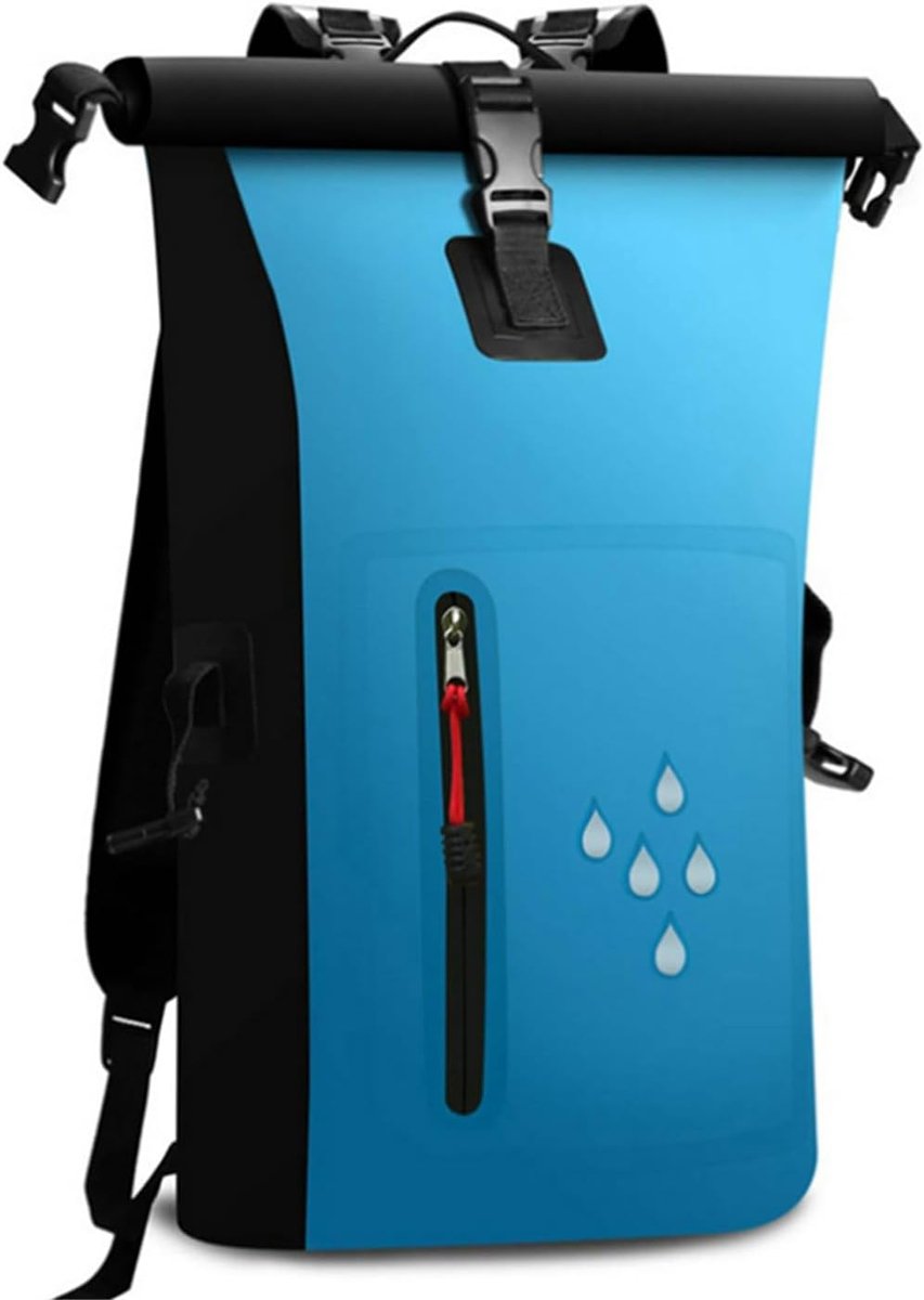 Waterdichte Dry Rugzak- van 500D PVC Mesh Materiaal, Lichtgewicht Multifunctionele Tas voor Heren en Dames, Ideaal voor Raften, Duiken, Strand, Vissen-Wandelen en Kamperen 25L (Blauw)