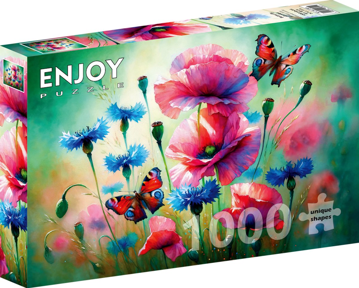 Enjoy Puzzle - Vlinder Tuin [“Butterfly Garden”] - Generatieve Kunstmatige Intelligentie - 1000 stukjes 68×48cm (H×B) - AI Puzzels voor volwassen - Enjoy-2301