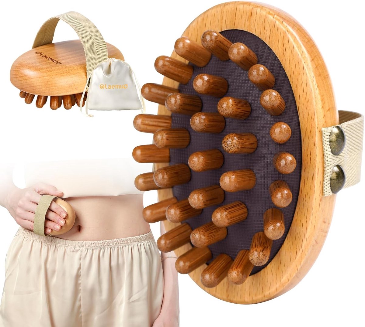 1 stuk - Cellulose massage borstel - Hoofd airbag opener - Beech Airbag Massager - Bullet Head Massage Roller - Hout exfolieren massage borstel - 15 * 7.5 * 4.5cm - Raw hout kleur