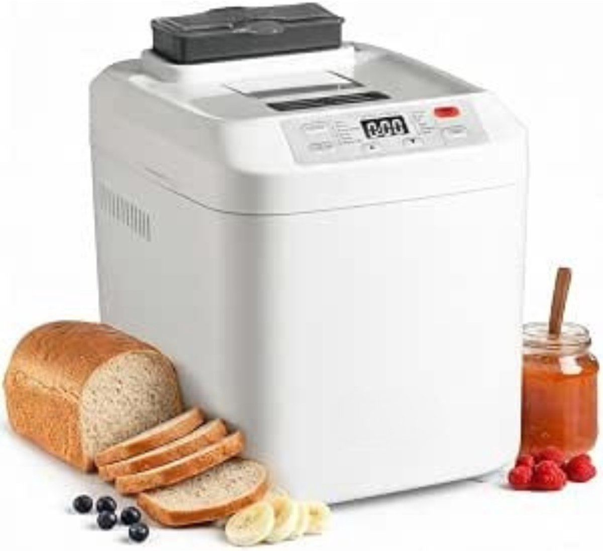 Thuys - Broodbakmachine 550W – 12 Programma’s – 600 & 900 g – 3 Bruiningsstanden – Glutenvrij – 13 Uur Uitgestelde Start – Automatische Notenverdeler – Wit