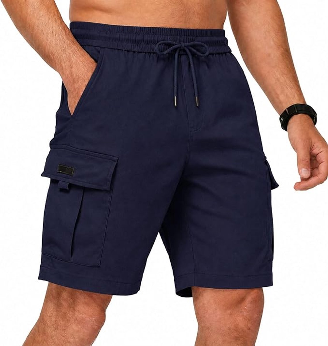 casalora®-Heren cargoshorts – Meerdere zakken – Cargoshorts – Elastische tailleband met trekkoord – Zomershorts – Veelzijdige outdoorshorts voor werk, wandelen, vakantie en vrije tijd