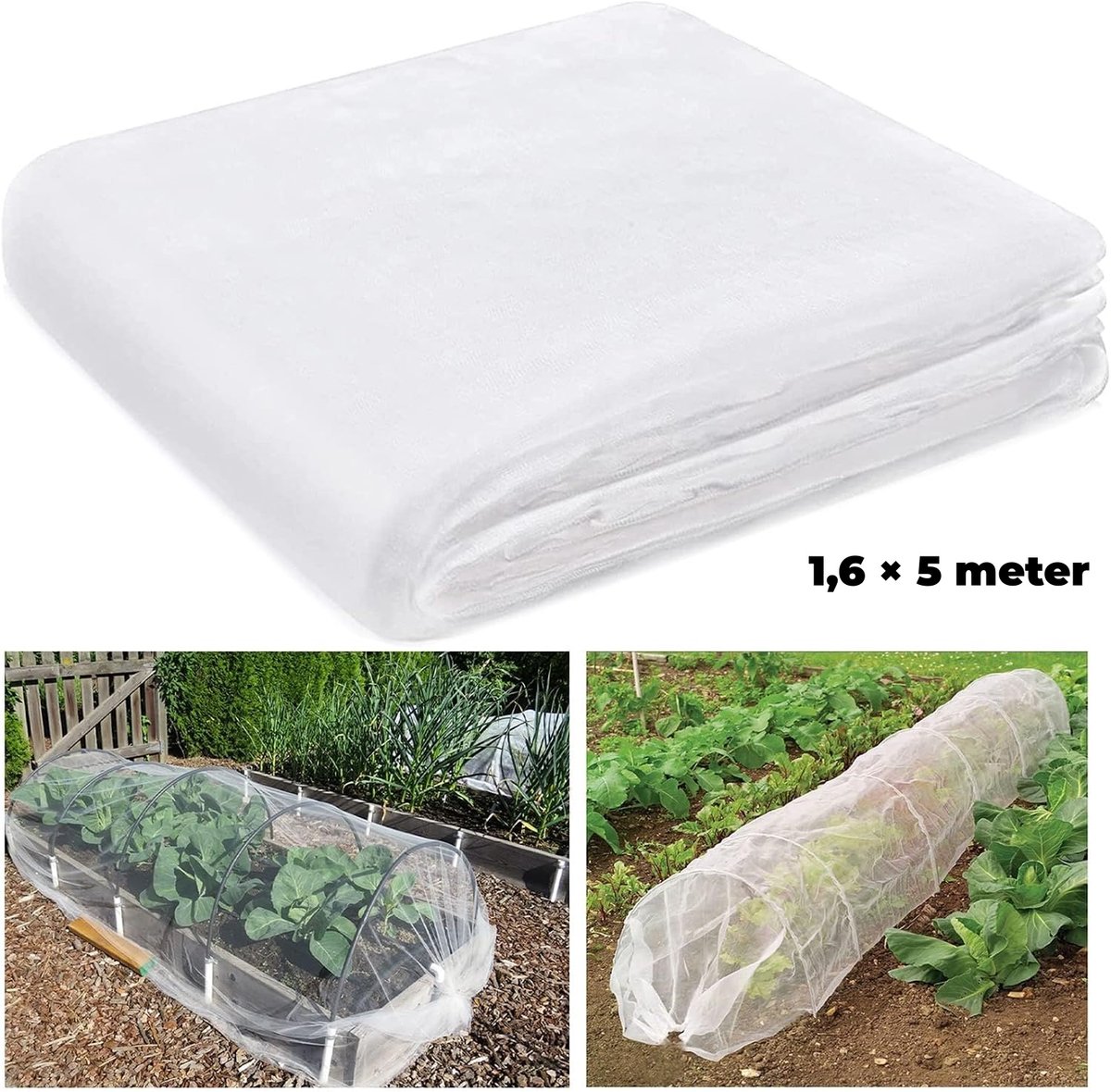 Namajunas - Planten vorst hoes - 1,6 × 5 meter - vorst deken - Herbruikbaar en ademend - Buiten plantenvorstdoek - Plantenhoes - Winterhoes - Winter bescherming tegen vorst en ongedierte - Geschikt voor tuin, kas, balkon en terras