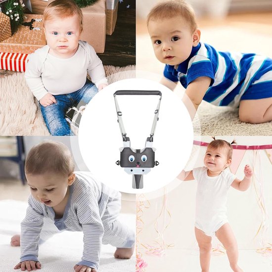 Baby Loophulp - Baby Walker Assistant - Baby Looptrainer - Leren Lopen - Baby Walker - Leren Lopen Assistent - Veilig Loopwagen Tuigje - Baby Assistent - Loopstoel Babywalker - Voor Peuters 9-24 Maanden - Verstelbaar - Grijs — afbeelding 3