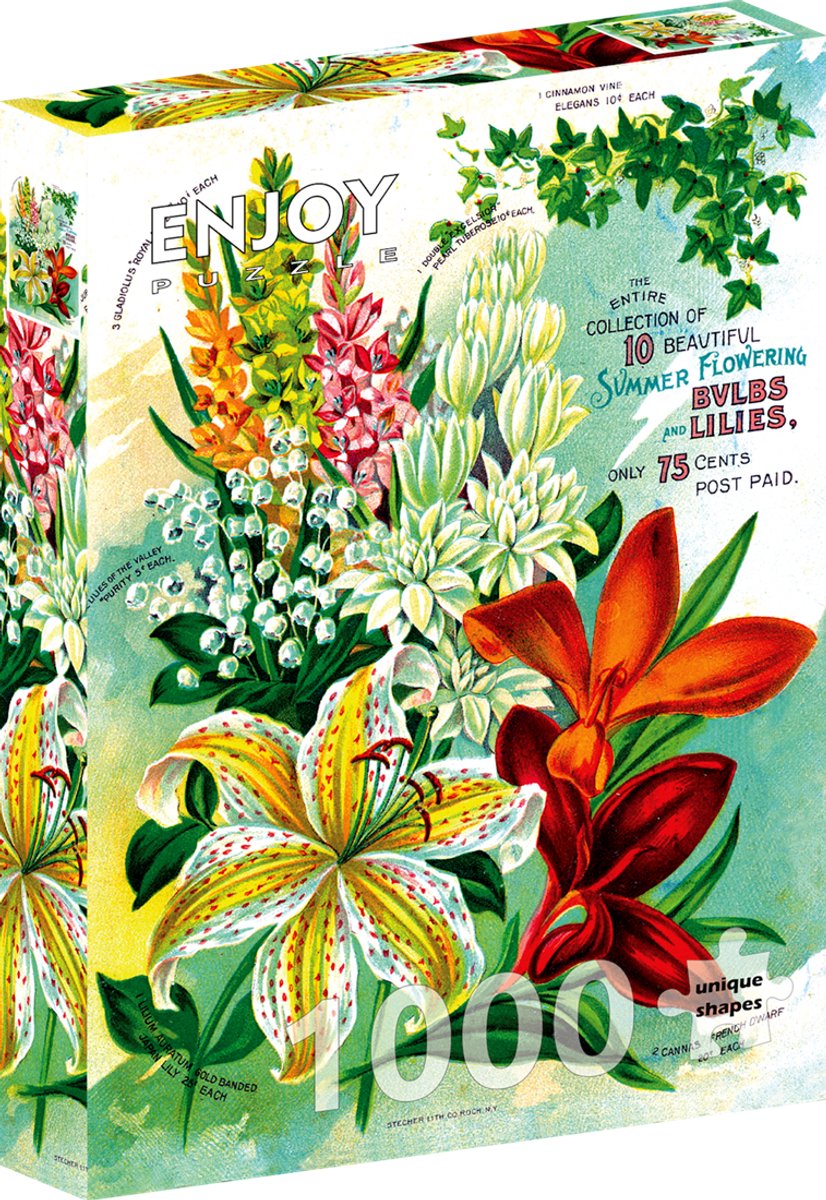 Enjoy Puzzle - Vintage bloemencataloguskunst [“Vintage Flower Catalog Art”] - Generatieve Kunstmatige Intelligentie - 1000 stukjes 48×68cm (H×B) - AI Puzzels voor volwassen - Enjoy-2340