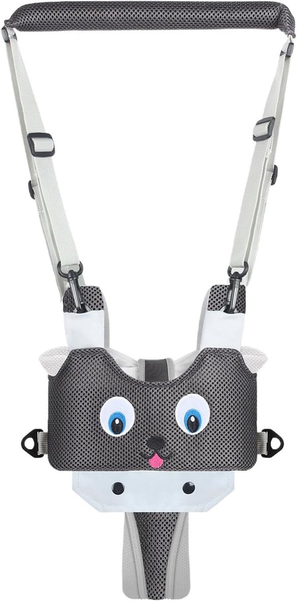 Baby Loophulp - Baby Walker Assistant - Baby Looptrainer - Leren Lopen - Baby Walker - Leren Lopen Assistent - Veilig Loopwagen Tuigje - Baby Assistent - Loopstoel Babywalker - Voor Peuters 9-24 Maanden - Verstelbaar - Grijs
