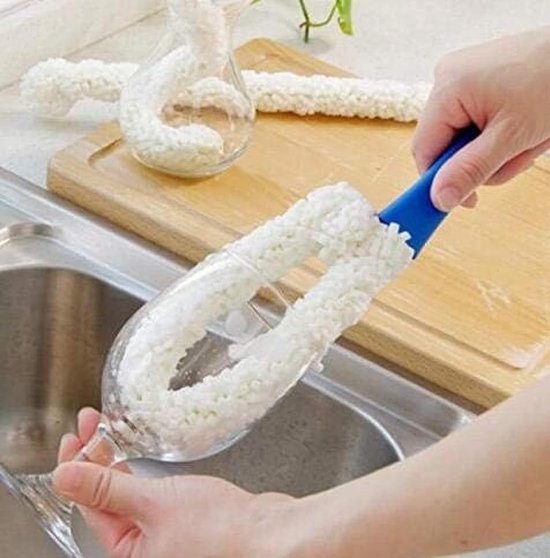 Bekerborstel - Set van 3 - Reinigingsborstels voor glaswerk - Zacht - Flexibel - Ophangborstel -Voor het reinigen van glazen flessen/glazen op voet — afbeelding 2