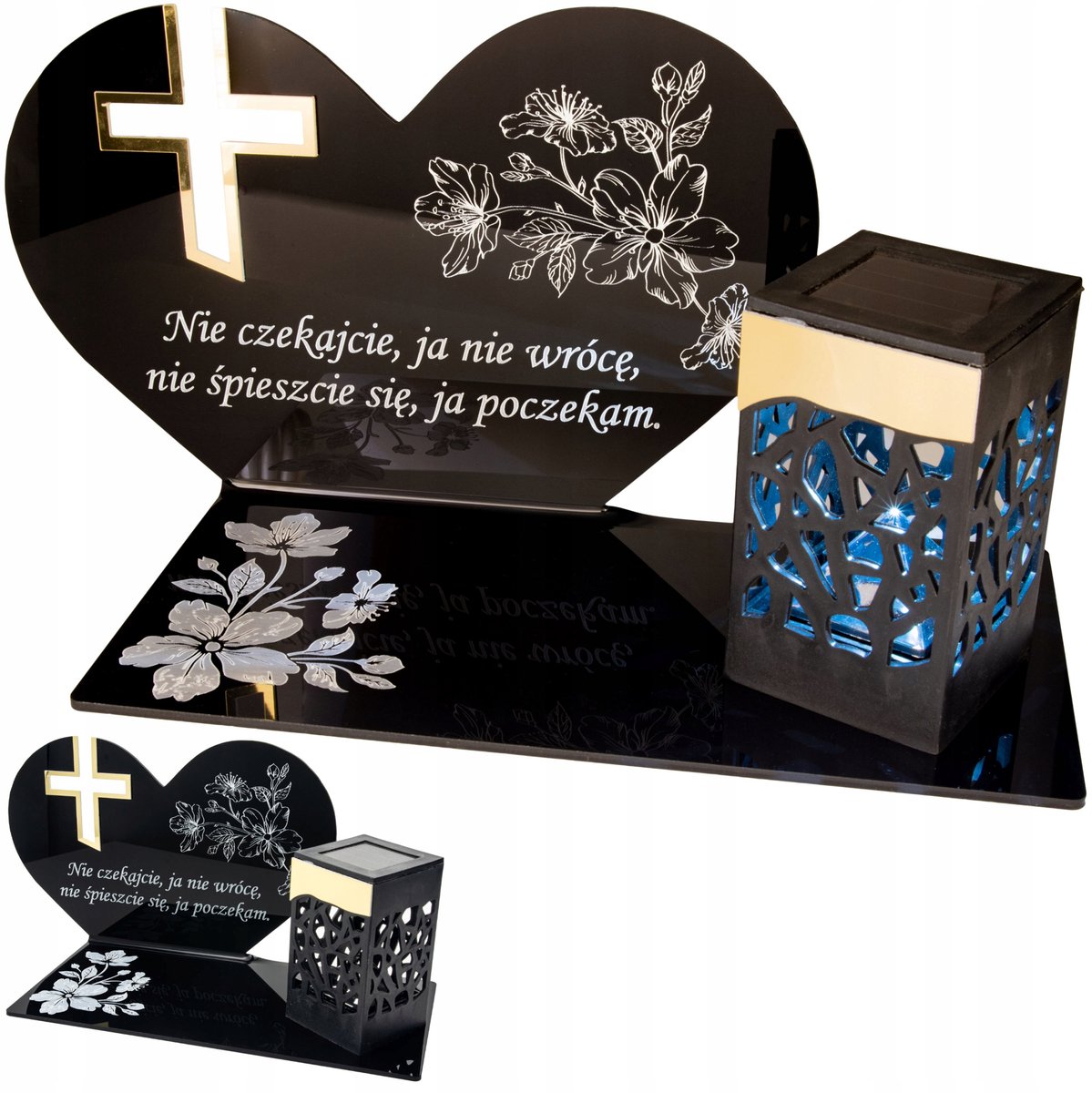 Grote Zonne-Graflicht met Gravure - Decoratieve LED Lamp voor Kerkhof