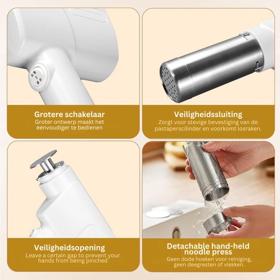 ZRNS® Pastamachine Elektrisch - Pasta Maker - 5 Persvormen - 2000 mAh van zrns — afbeelding 3