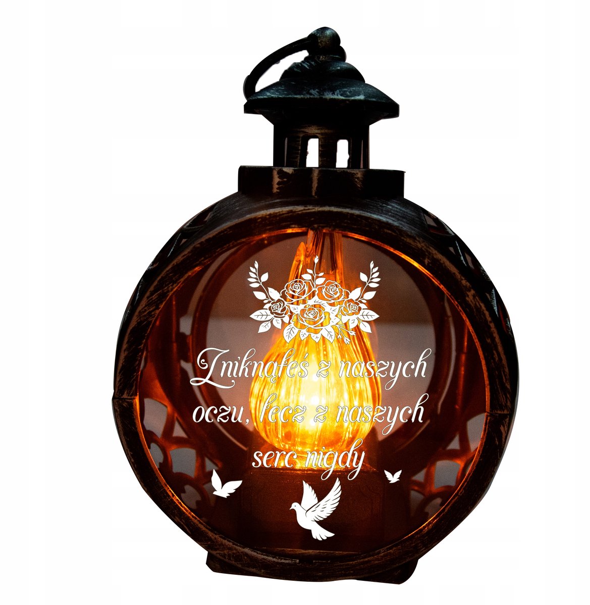 LED Graf Lantaarn Zilver met Levende Vlam - 27cm